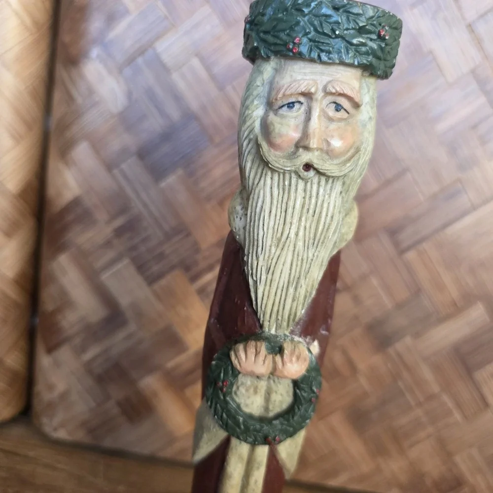 Santa Claus Candle Holder Primitive Slim Holder Taper‎ Candle Holiday Decor